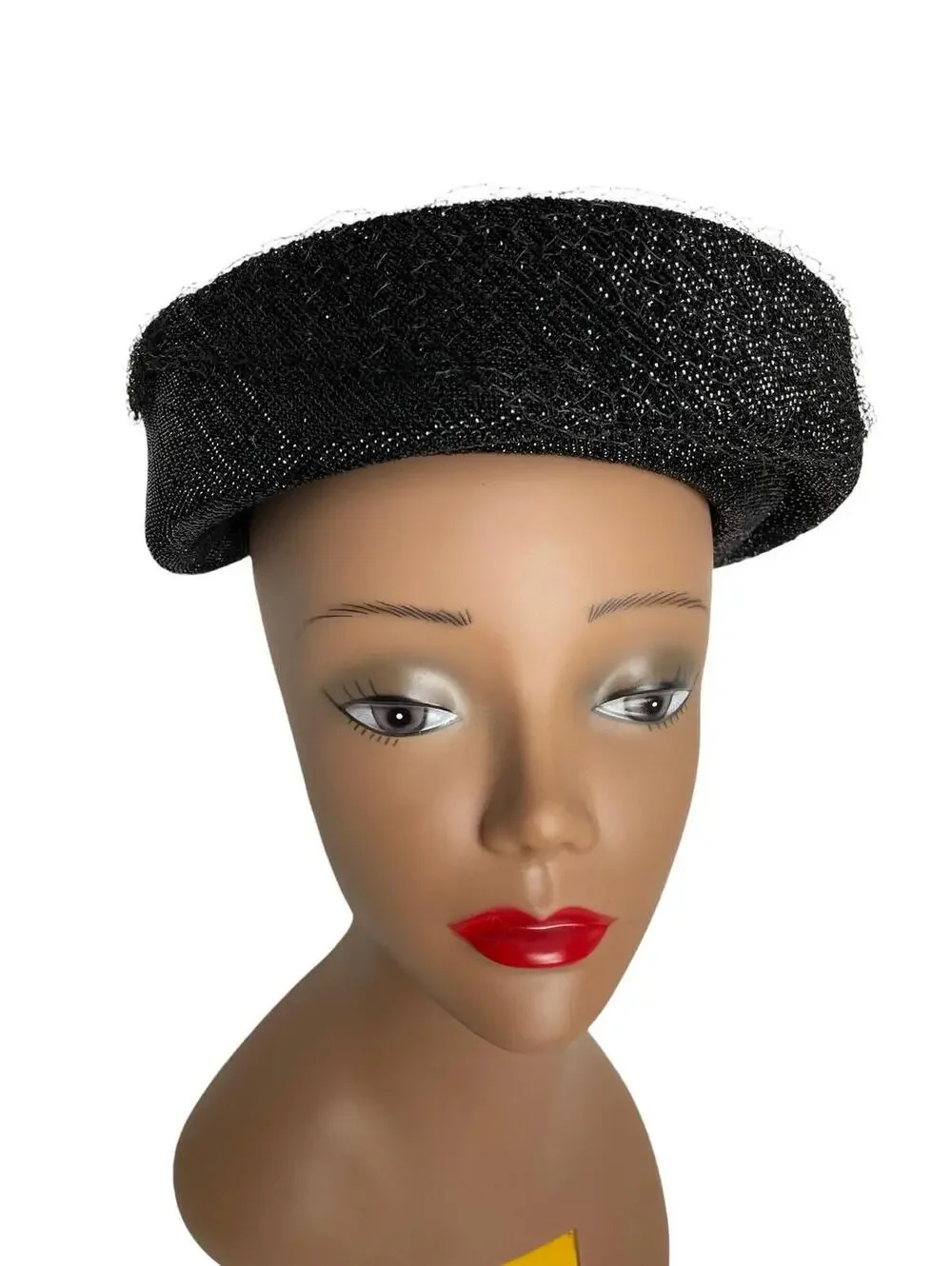 Vintage 60s Black Wool Felt Hat: Glittery Brim Henry Pollak Glenover (22 Inches)
